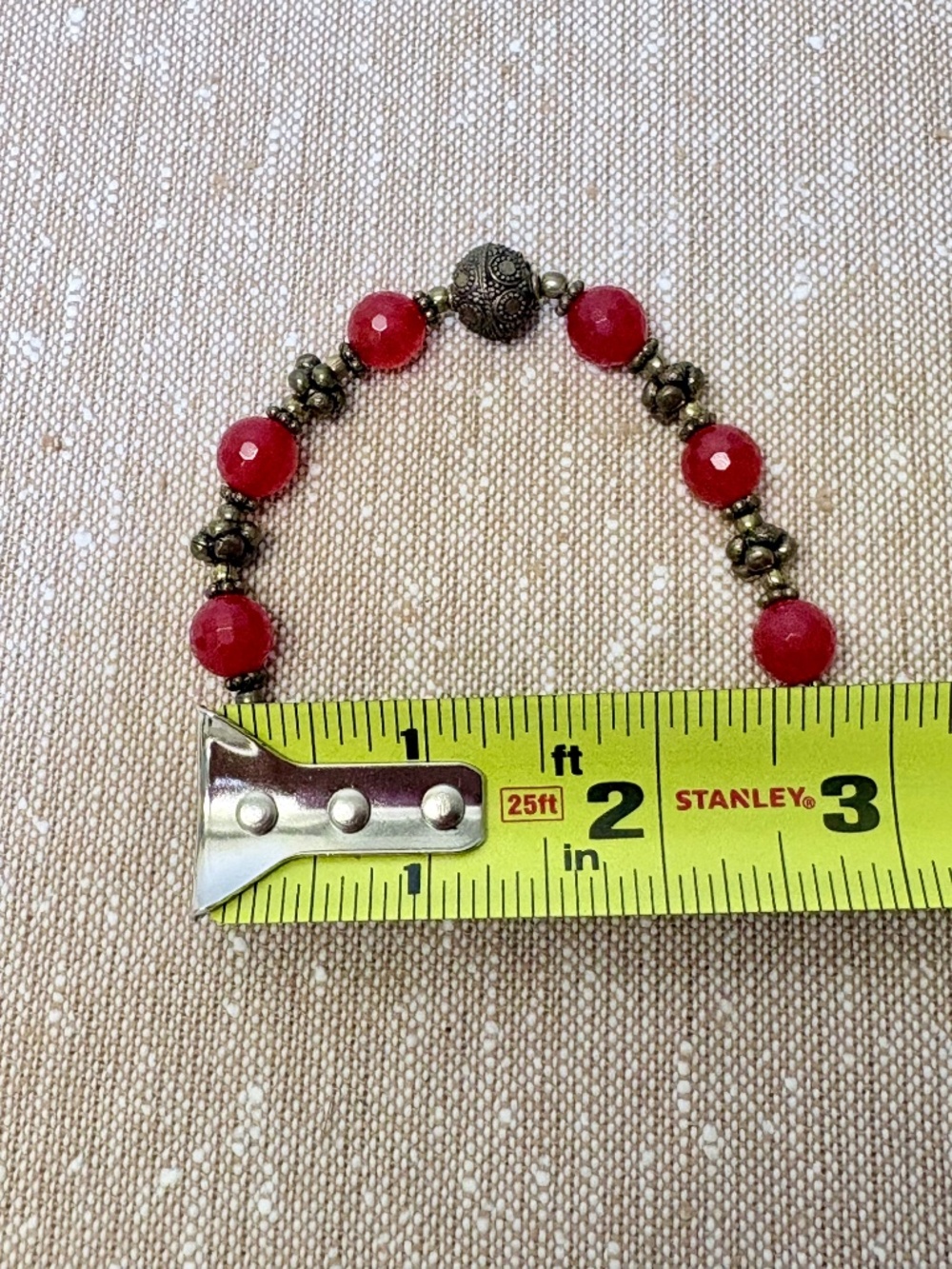 Vintage Red Agate Brass Link Bracelet Faceted Gemstone Boho Filigree 9 In - Picture 4 of 6